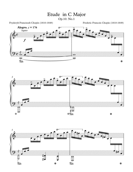 Etude In C Major Opus 10 No 1 Sheet Music