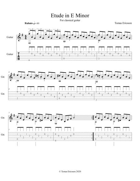 Etude In E Minor With Tablature Sheet Music