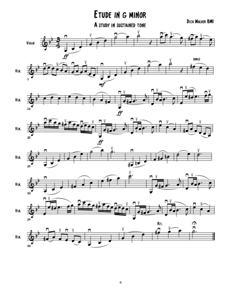 Free Sheet Music Etude In G Minor For Violin