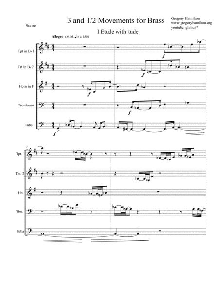 Etude Nr 1 Etude With Tude For Brass Quintet Sheet Music