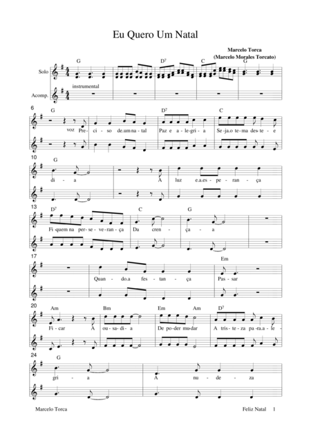 Eu Quero Um Natal Sheet Music