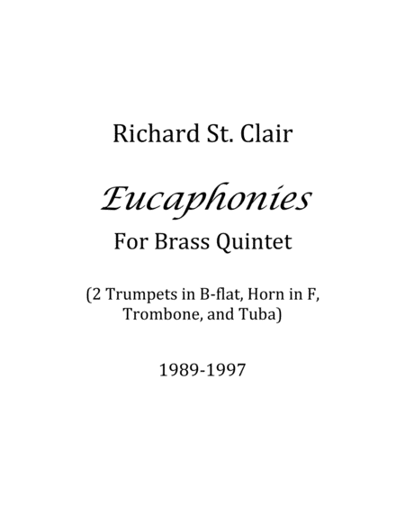 Eucaphonies For Brass Quintet 1989 Score And Parts Sheet Music