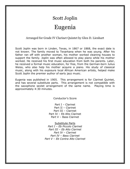 Eugenia Clarinets Sheet Music