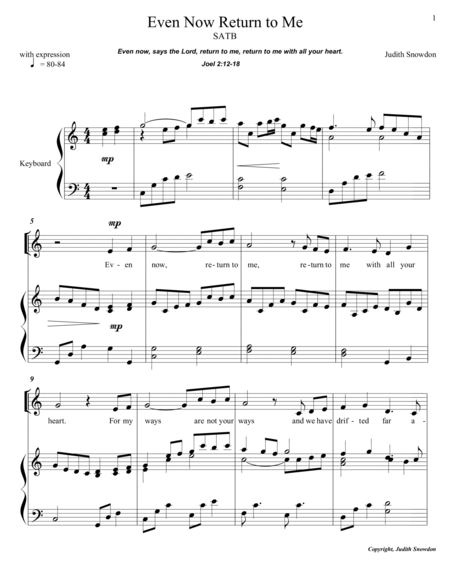 Even Now Return To Me Satb Sheet Music