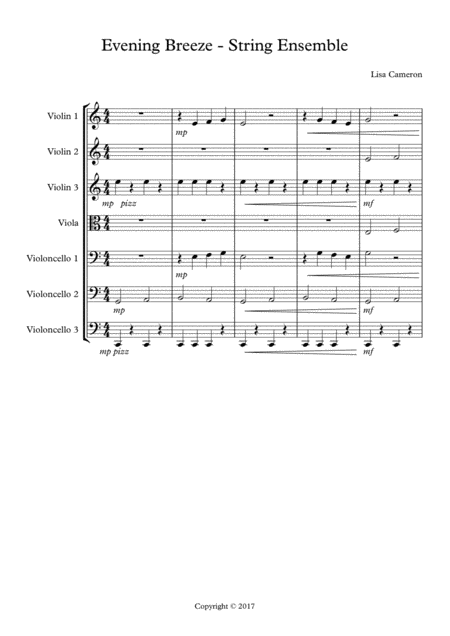 Free Sheet Music Evening Breeze String Ensemble