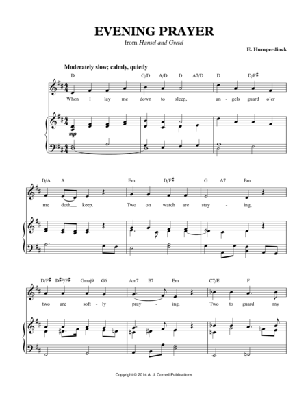 Evening Prayer From Hansel And Gretel Sheet Music