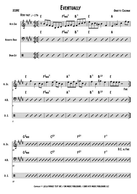 Free Sheet Music Eventually Score Alto Sax Bass Drums