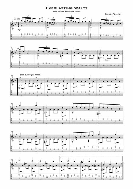 Everlasting Waltz For Those Who Are Gone For Solo Guitar With Tab Sheet Music