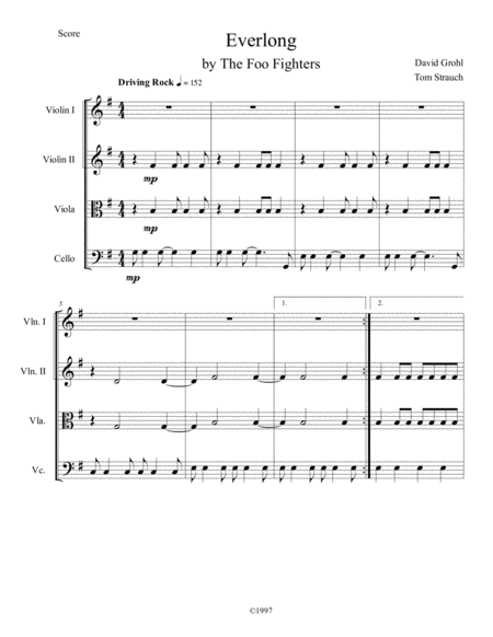 Free Sheet Music Everlong