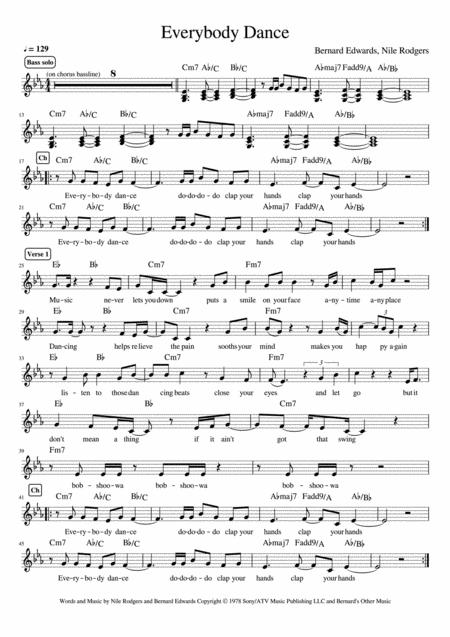 Free Sheet Music Everybody Dance Chic