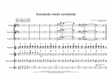 Everybody Needs Somebody To Love Vocal 3 Horns And Rhythm Section Sheet Music