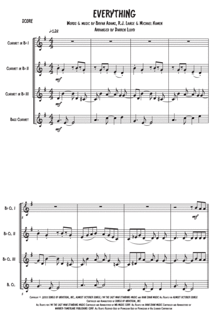 Everything Clarinet Quartet Sheet Music