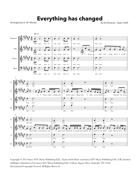 Everything Has Changed Satb A Cappella Sheet Music