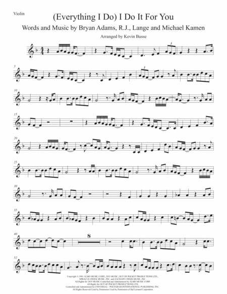 Everything I Do I Do It For You Violin Sheet Music