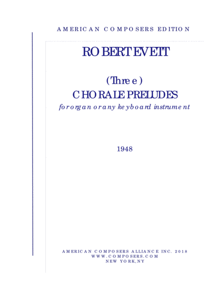 Evett Three Chorale Preludes Sheet Music