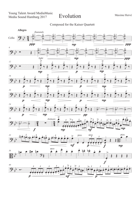 Evolution Cello Part Sheet Music