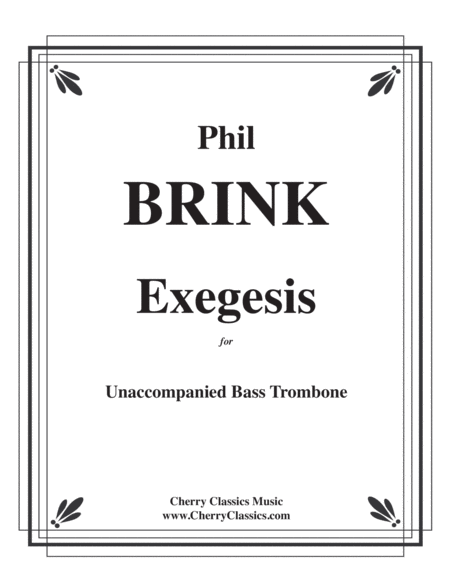 Exegesis Unaccompanied Solo For Bass Trombone Sheet Music