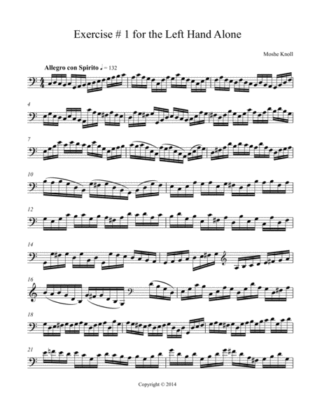 Exercise 1 For The Left Hand Alone Sheet Music