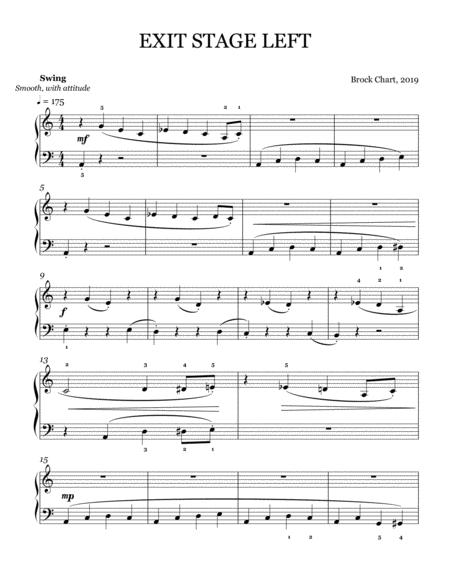 Exit Stage Left Early Intermediate Jazz Piano Solo Sheet Music