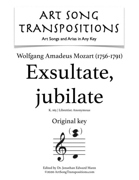 Exsultate Jubilate K 165 Original Key Sheet Music