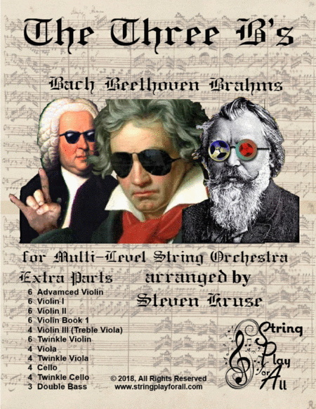 Free Sheet Music Extra Parts For The Three Bs Bach Beethoven Brahms For Multi Level String Ensemble