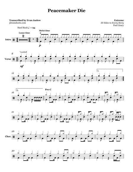 Extreme Peacemaker Die Sheet Music