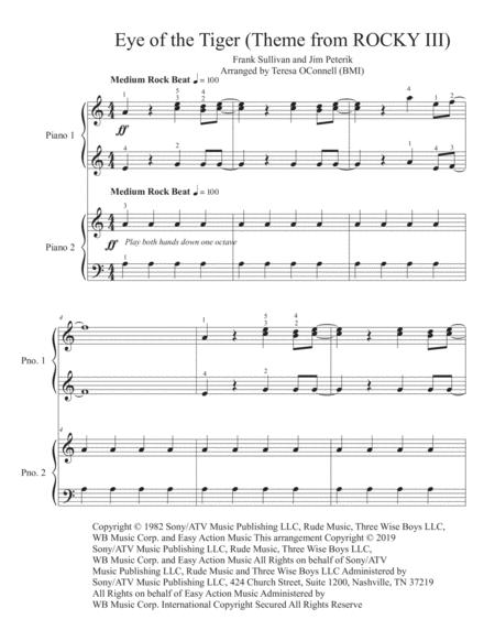 Eye Of The Tiger For Four Hands Piano Sheet Music