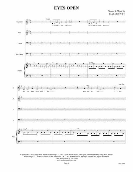 Eyes Open Sheet Music