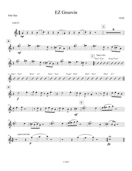 Ez Groovin Alto Sheet Music