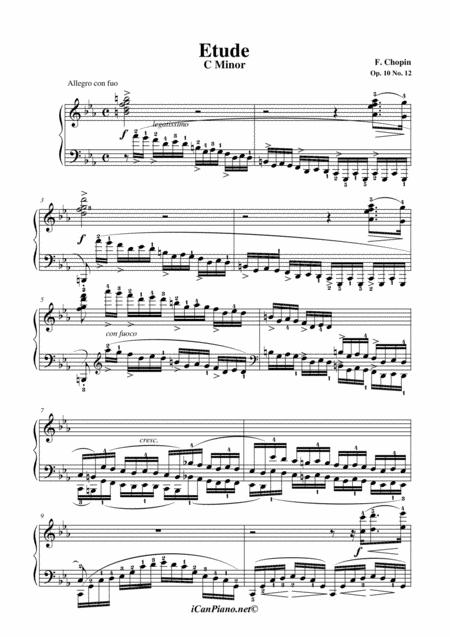 Free Sheet Music F Chopin Etude In C Minor Op 10 No 12 Revolutionary