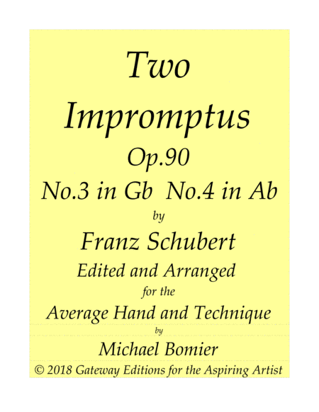 F Schubert Two Impromptus Op 90 Nos 3 4 In Gb Ab For Piano Solo Sheet Music