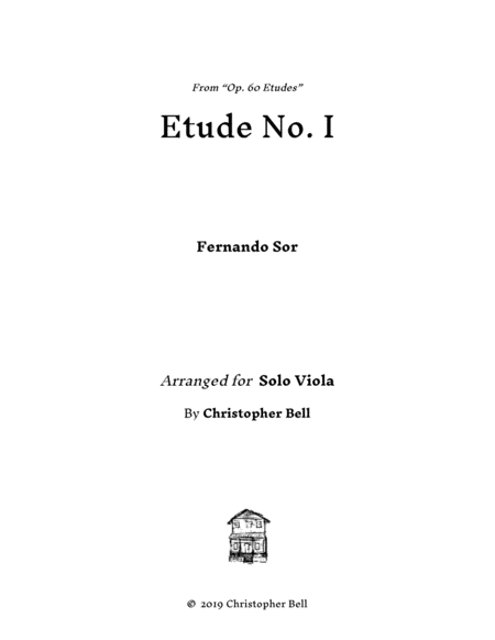 F Sor Op 60 Etude No 1 Solo Viola Sheet Music