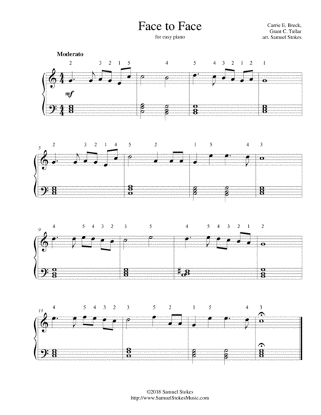 Face To Face For Easy Piano Sheet Music