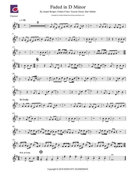 Faded 1 In D Minor Concert Instrumental Clarinet Melody Sheet Music