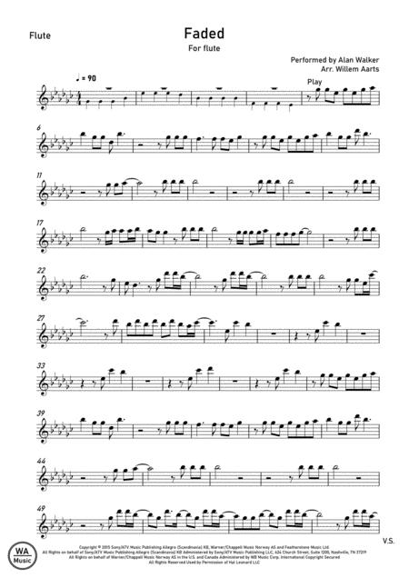 Free Sheet Music Faded By Alan Walker Flute