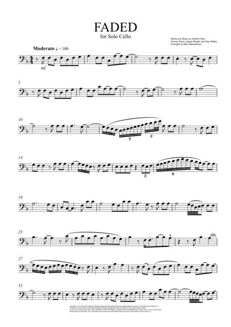 Faded For Cello Solo Sheet Music