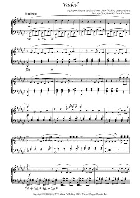 Free Sheet Music Faded For Piano Solo