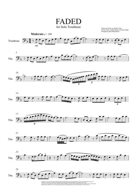 Free Sheet Music Faded For Trombone Solo