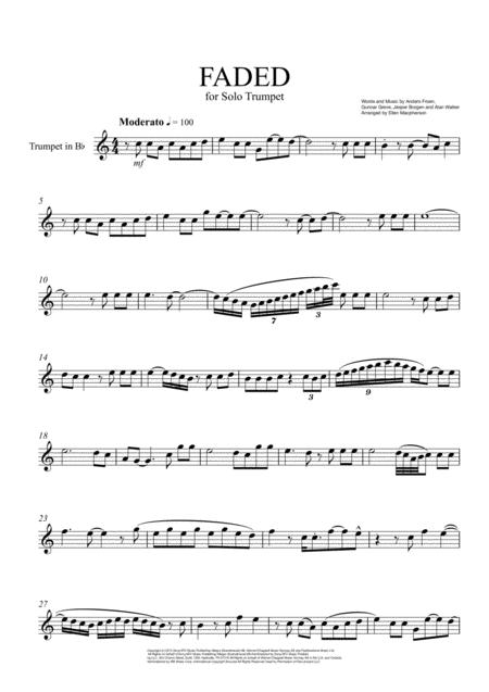 Free Sheet Music Faded For Trumpet Solo