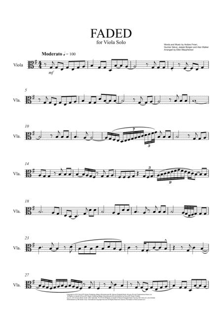 Free Sheet Music Faded For Viola Solo