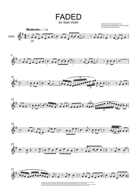 Faded For Violin Solo Sheet Music