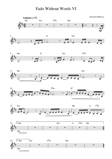 Free Sheet Music Fado Without Words Vi