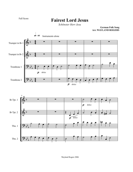 Fairest Lord Jesus Score And Parts Sheet Music