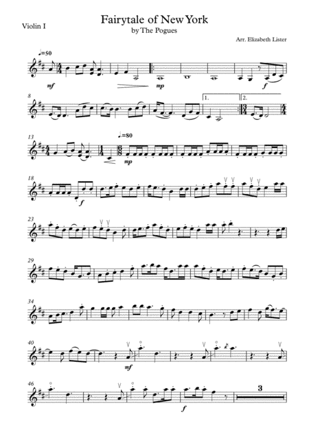 Free Sheet Music Fairytale Of New York String Quartet