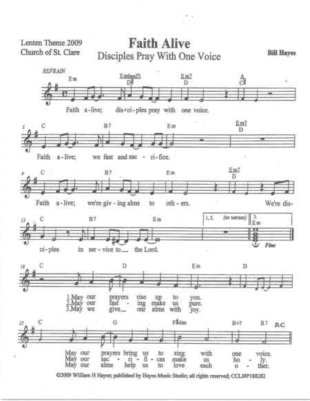 Free Sheet Music Faith Alive Disciples Pray With One Voice