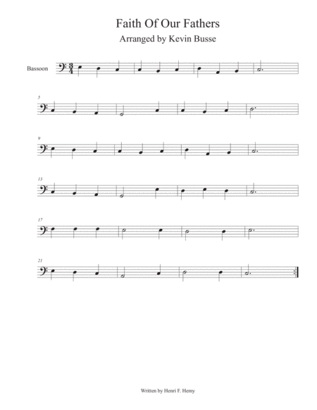 Free Sheet Music Faith Of Our Fathers Easy Key Of C Bassoon