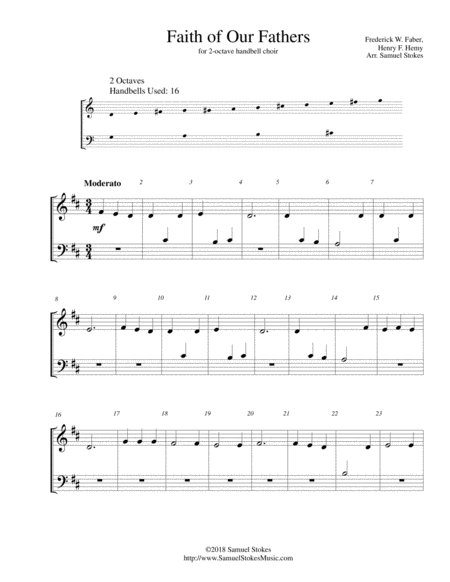 Free Sheet Music Faith Of Our Fathers For 2 Octave Handbell Choir