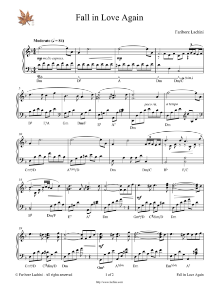 Fall In Love Again Sheet Music