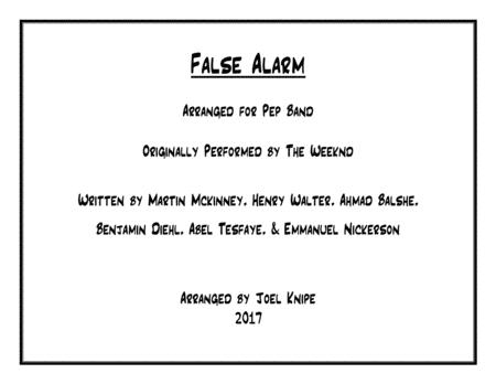 Free Sheet Music False Alarm Pep Band