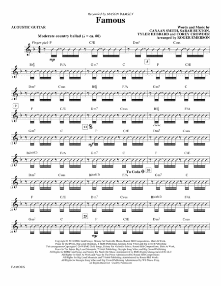 Famous Arr Roger Emerson Acoustic Guitar Sheet Music